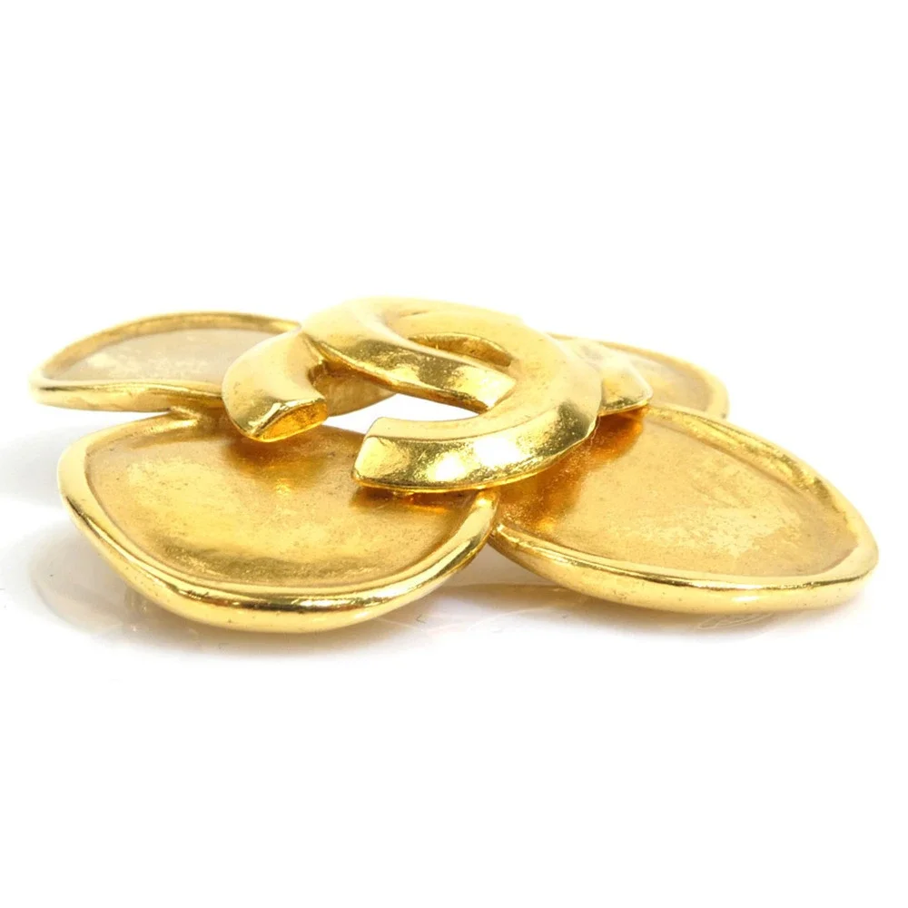 CHANEL Gold Logo Brooch